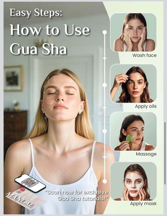 RENA CHRIS 100% Natural Xiuyan Jade Gua Sha Facial Tool with Silicone Seashell P - Picture 5 of 7